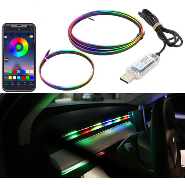 Светодиодная RGB подсветка для панели автомобиля